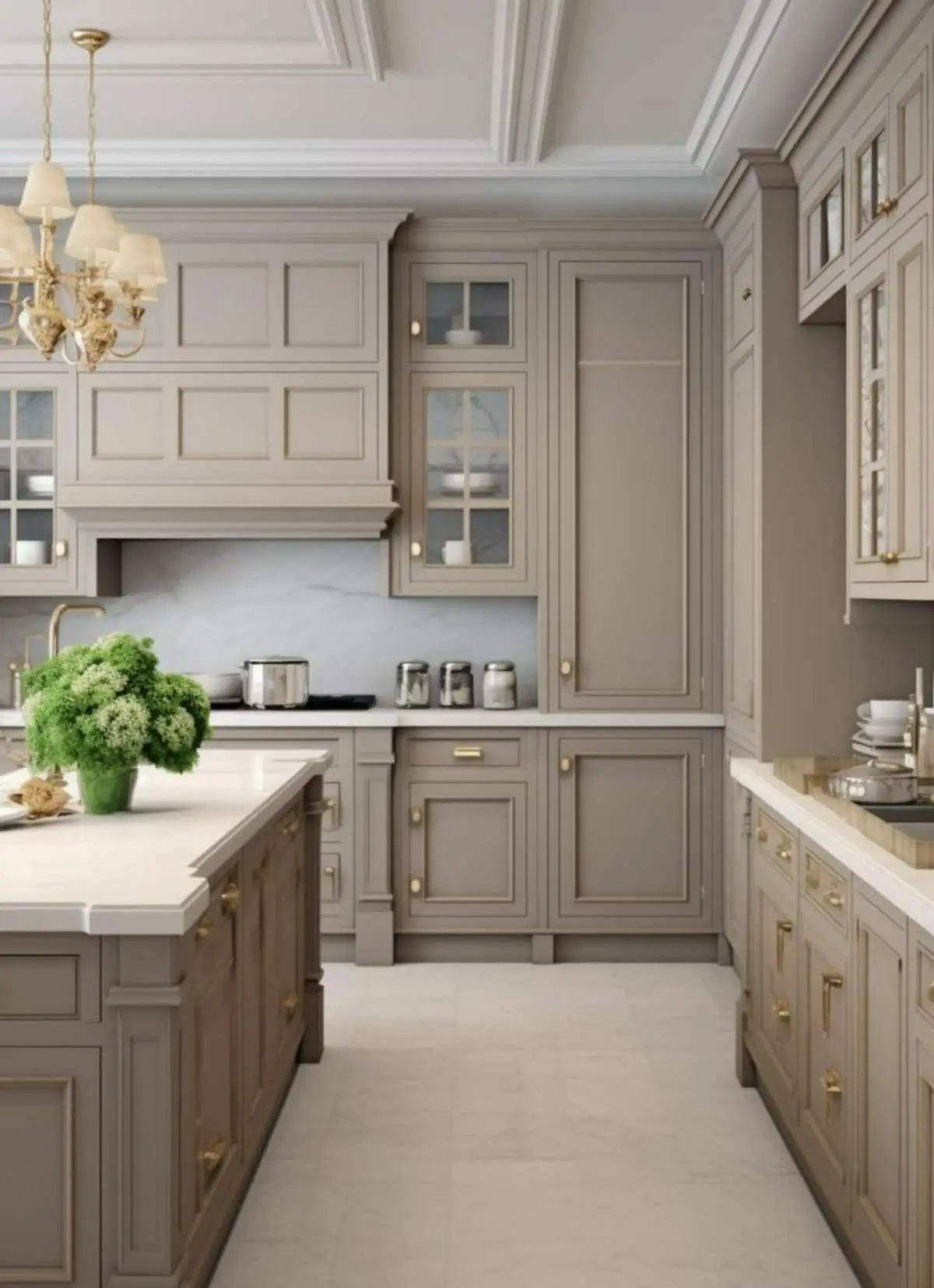 کابینت نئوکلاسیک بژ