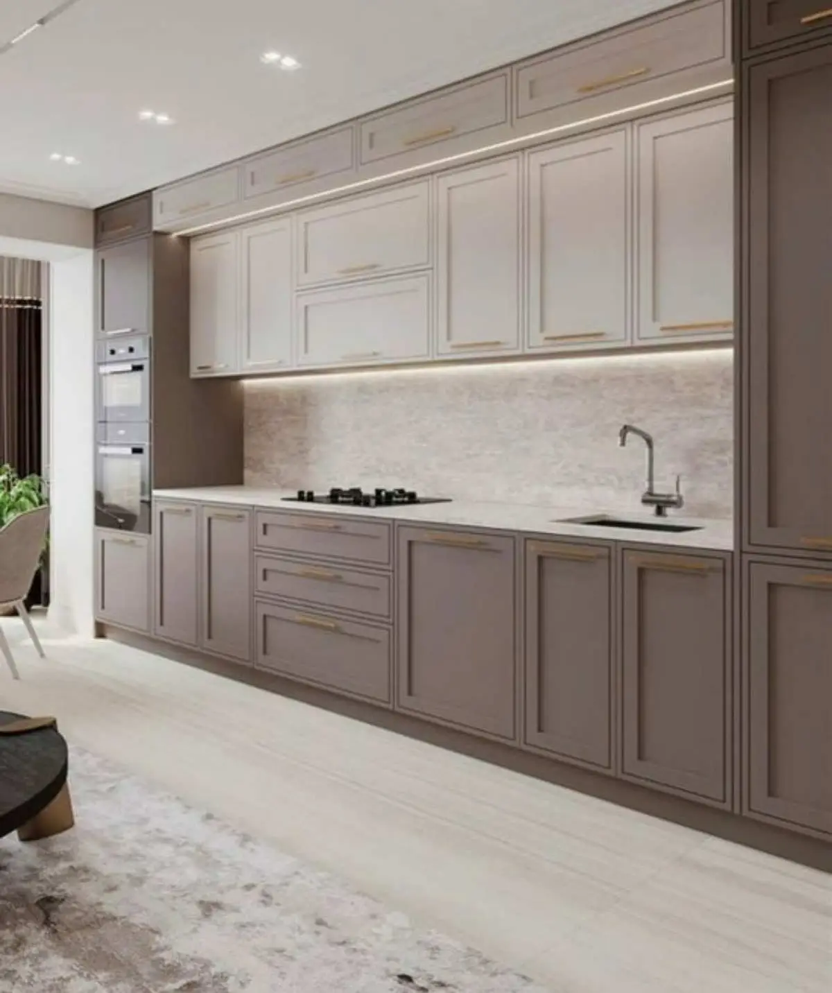کابینت نئوکلاسیک بژ و سفید