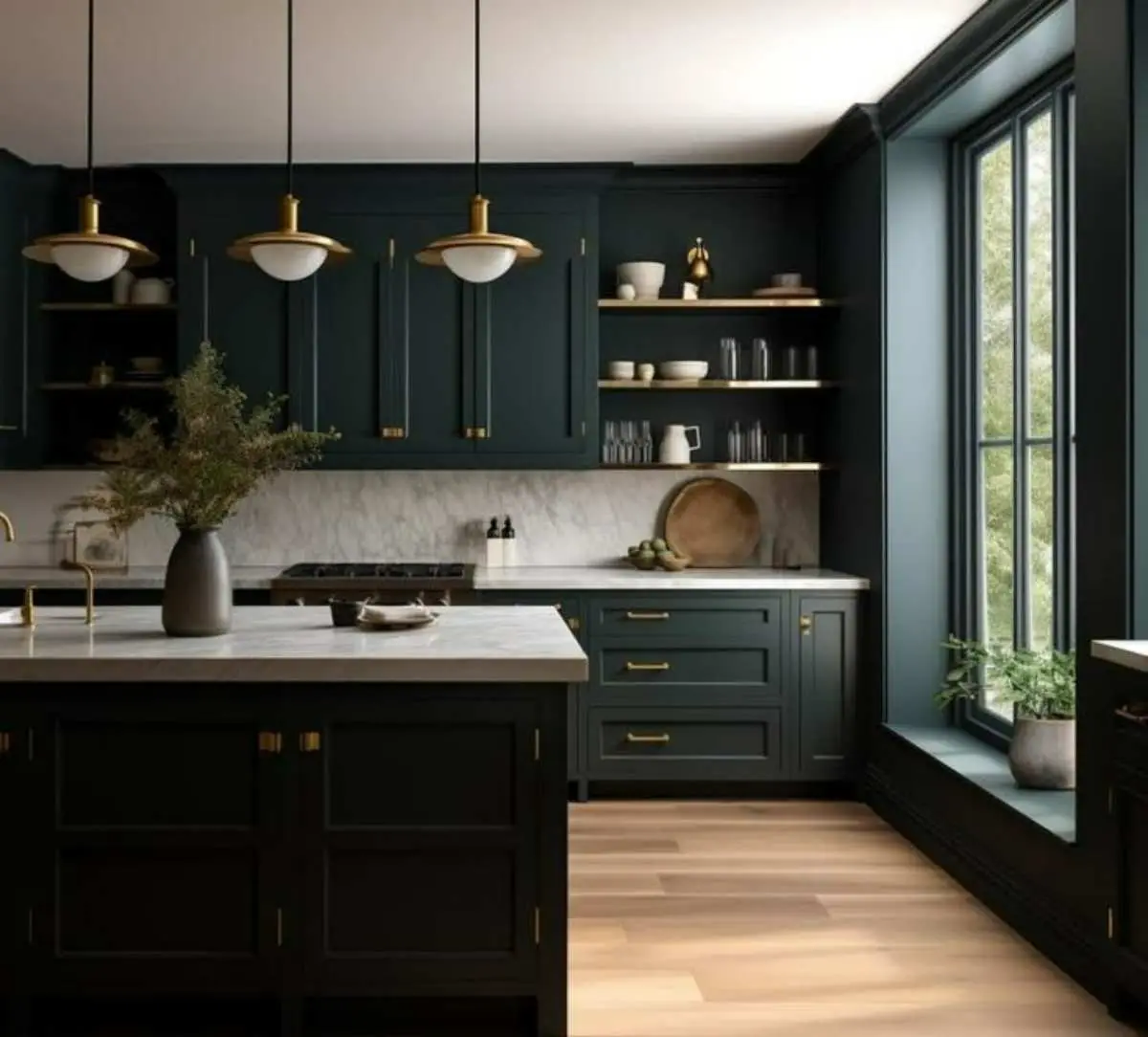 کابینت نئوکلاسیک سبز تیره