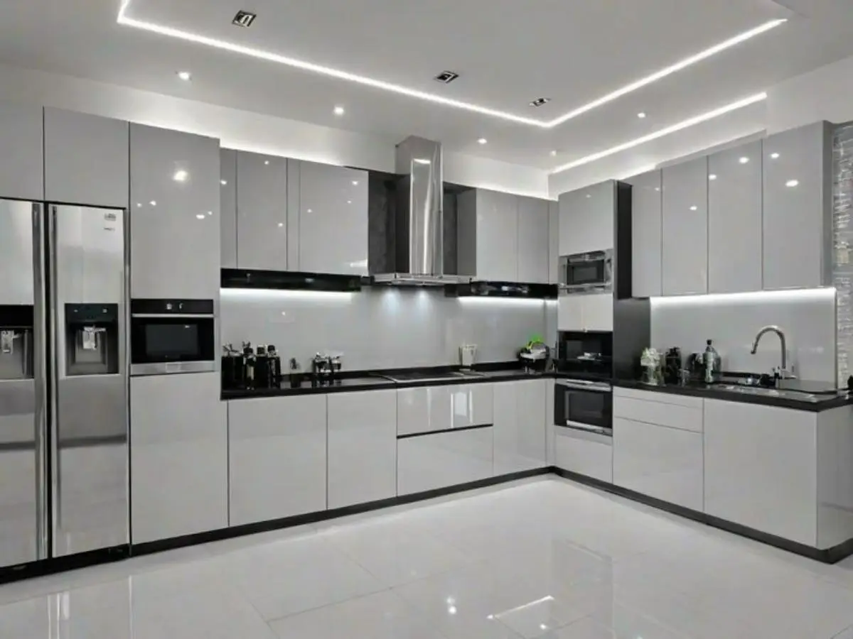 کابینت هایگلاس سفید مدرن براق
