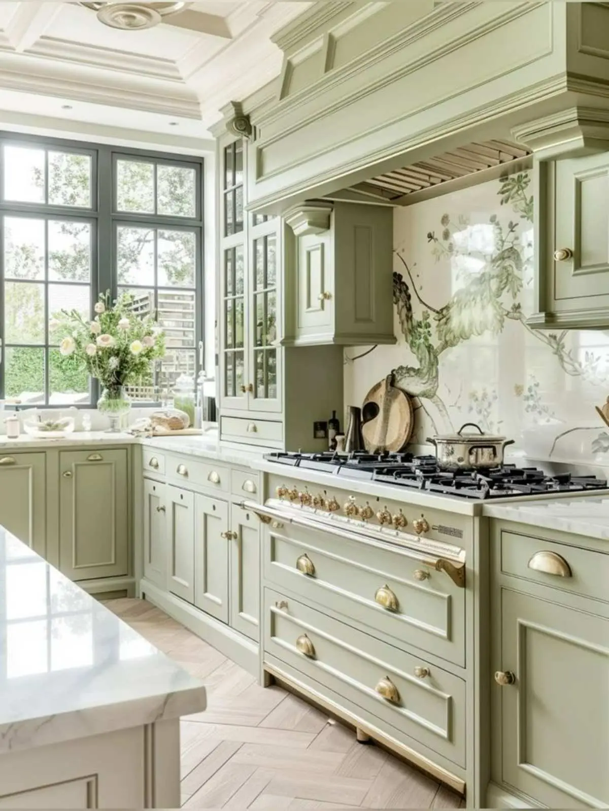 کابینت نئوکلاسیک سبز کمرنگ