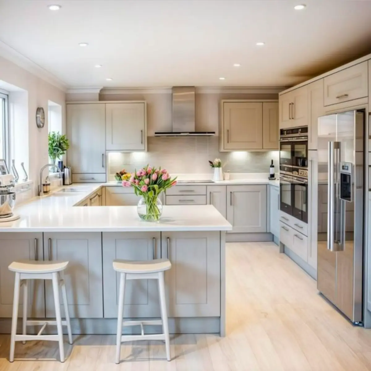 Neoclassical U shaped cabinet.jfif کابینت نئوکلاسیک طوسی یو شکل