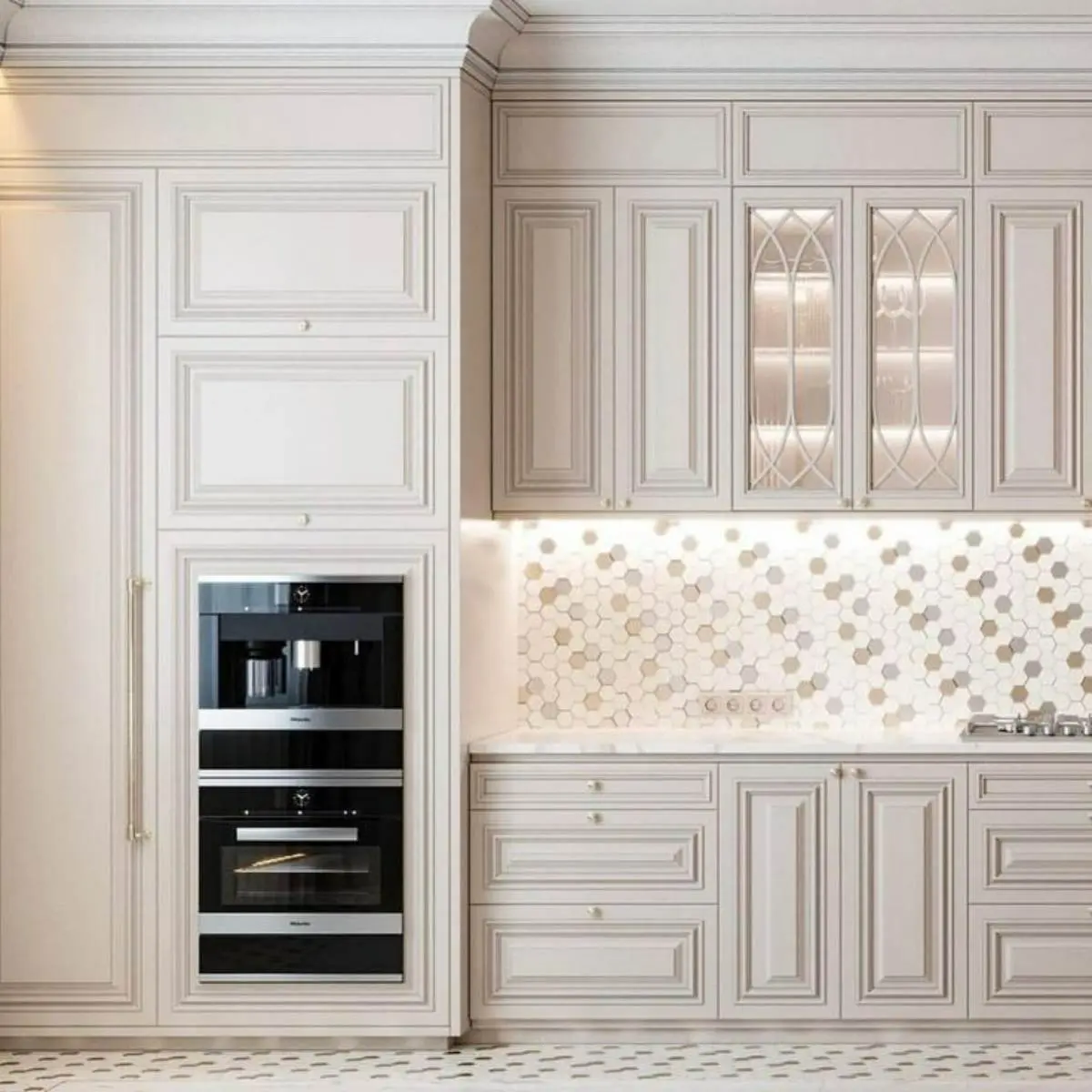 کابینت چوبی سفید نئوکلاسیک