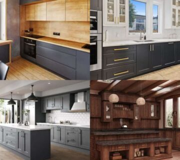 کابینت نئوکلاسیک سفید و مشکی، مدرن طوسی چوبی، روستیک چوبی، نئوکلاسیک طوسی