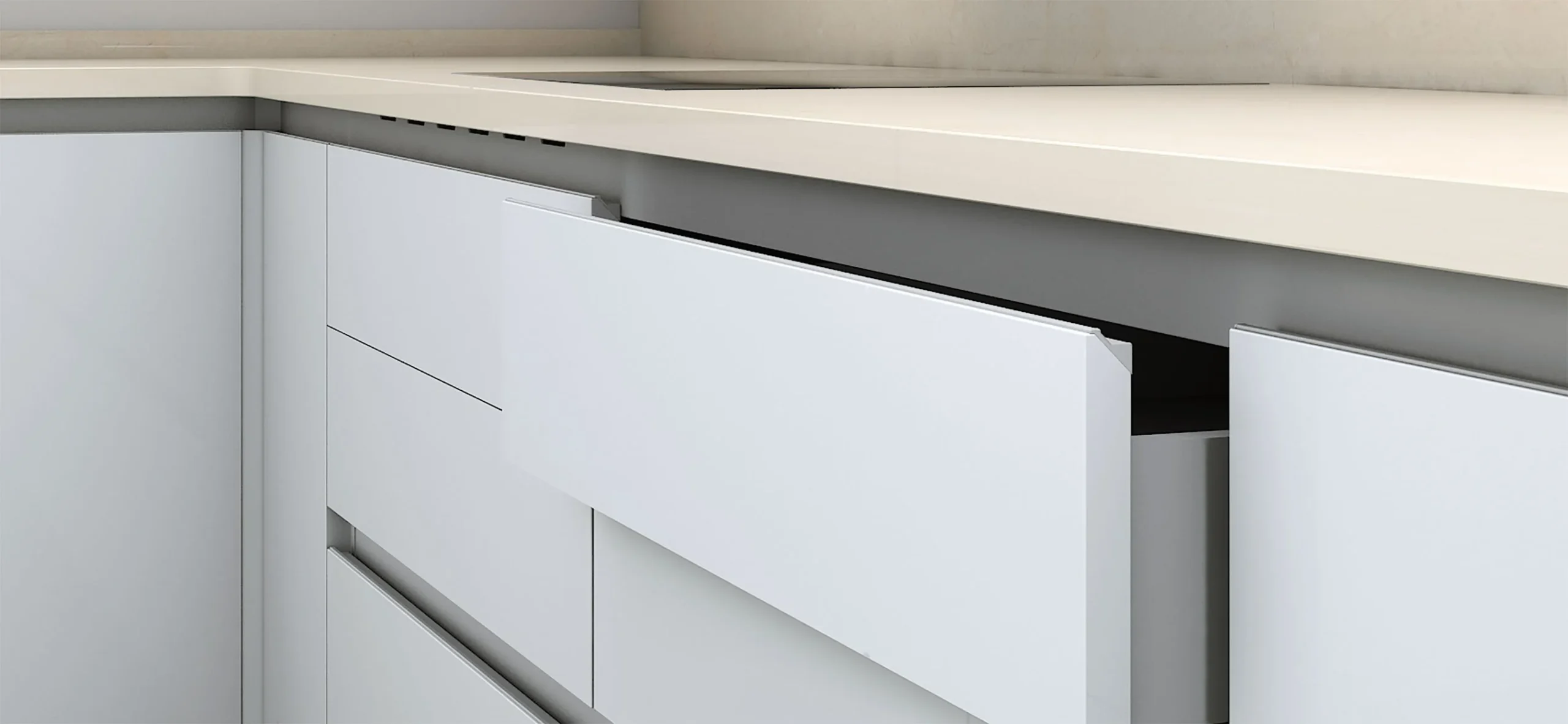 دستگیره مخفی کابینت های گلاس