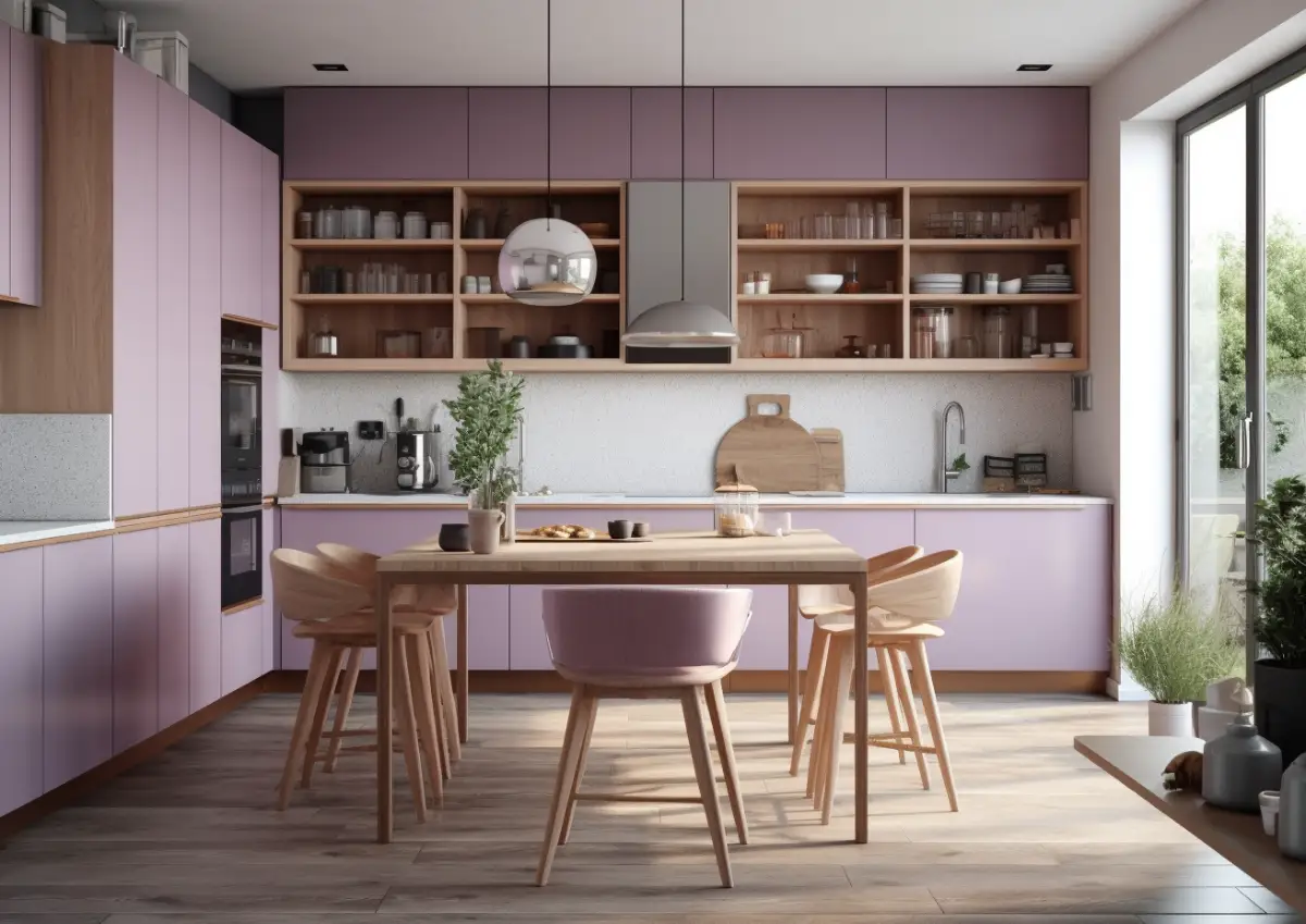 کابینت هایگلاس بنفش روشن براق