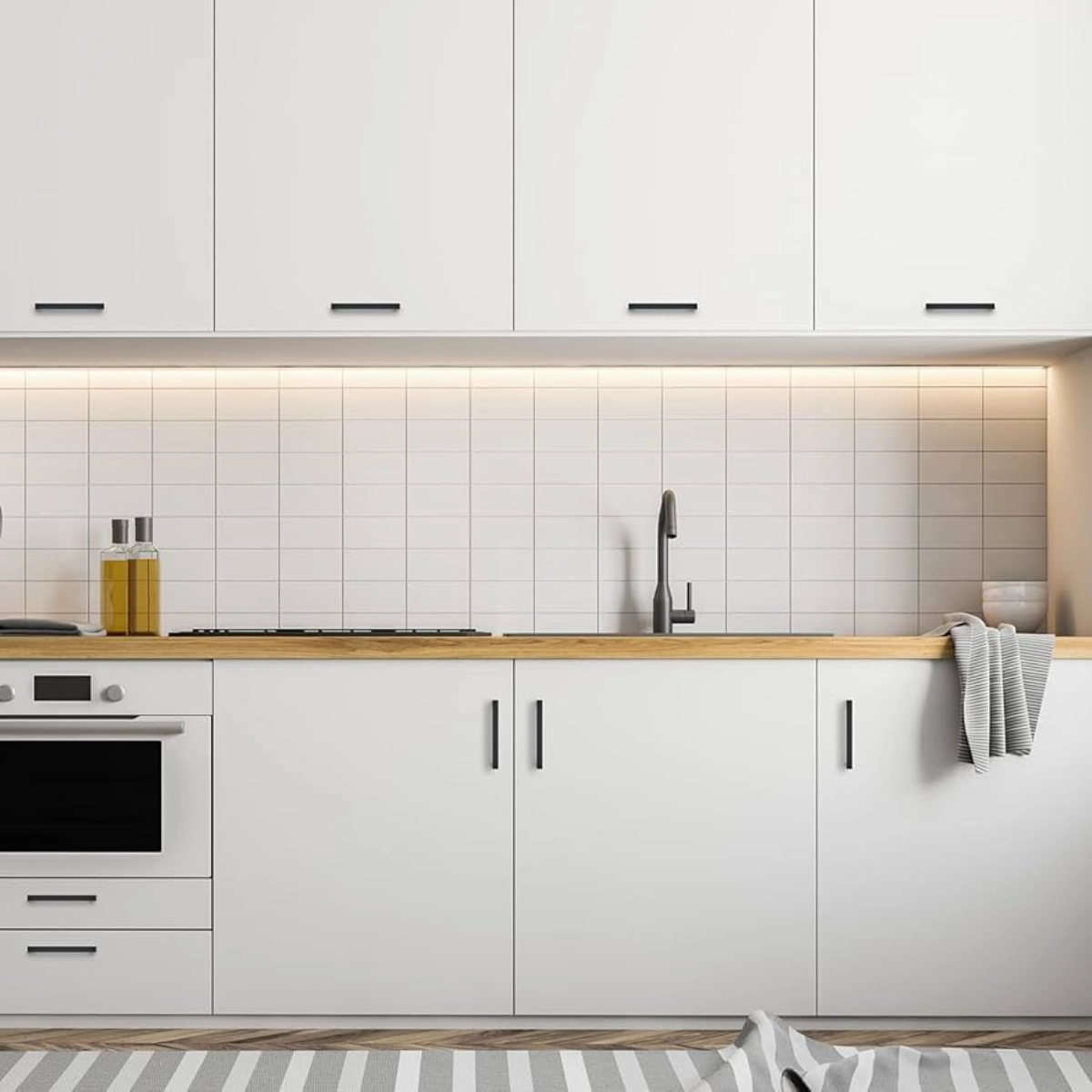 کابینت ام دی اف سفید با دستگیره مشکی