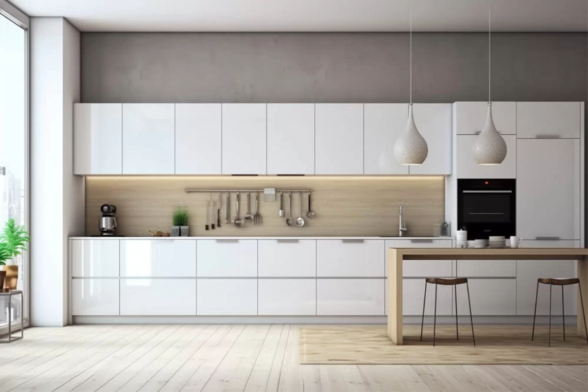 کابینت هایگلاس براق سفید مدرن