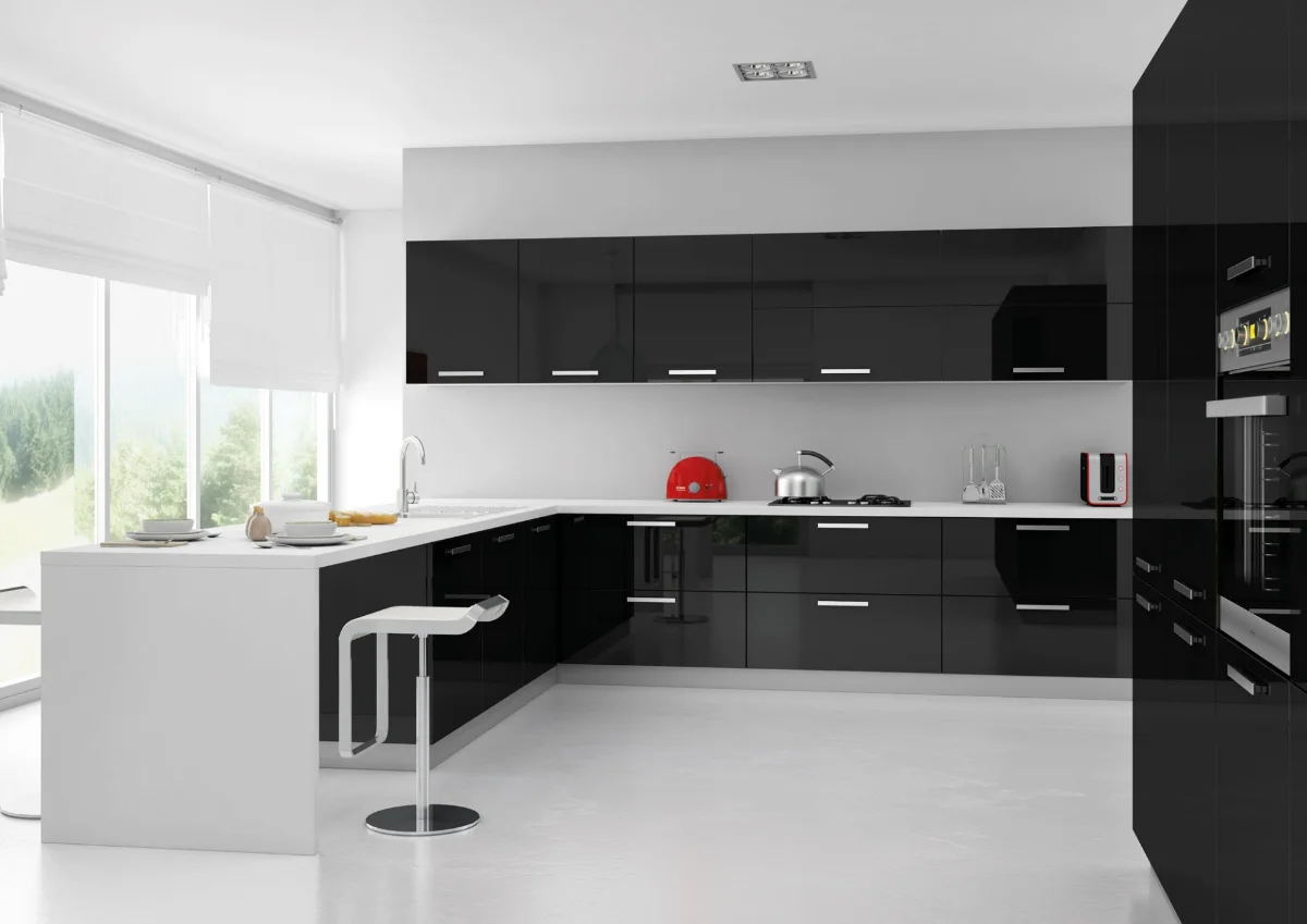 ترکیب رنگ‌های محبوب کابینت هایگلاس AGT مشکی سفید