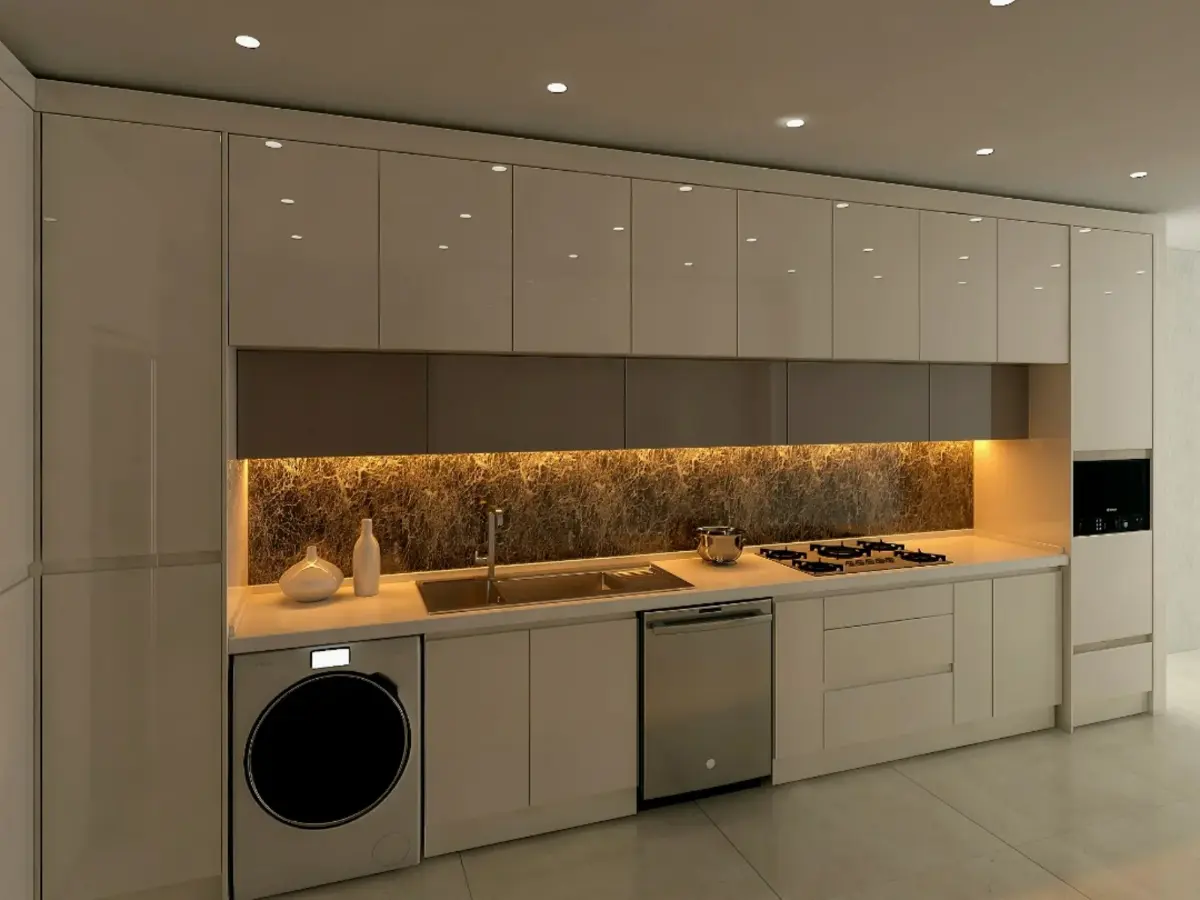 کابینت براق سفید طوسی پلکانی