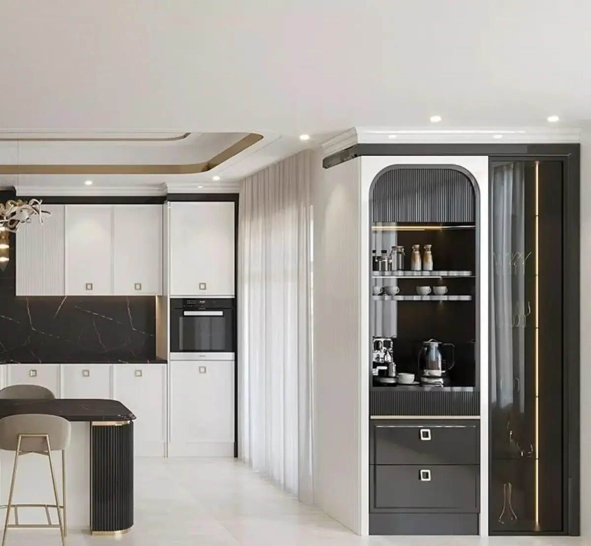 کابینت پولیشی سفید مشکی