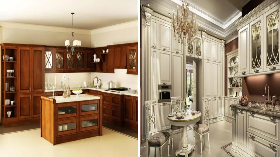 کابینت نئوکلاسیک قهوه ای و کلاسیک سفید
