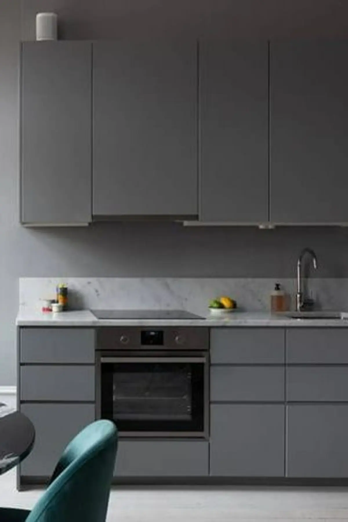 کابینت طوسی با فر استیل