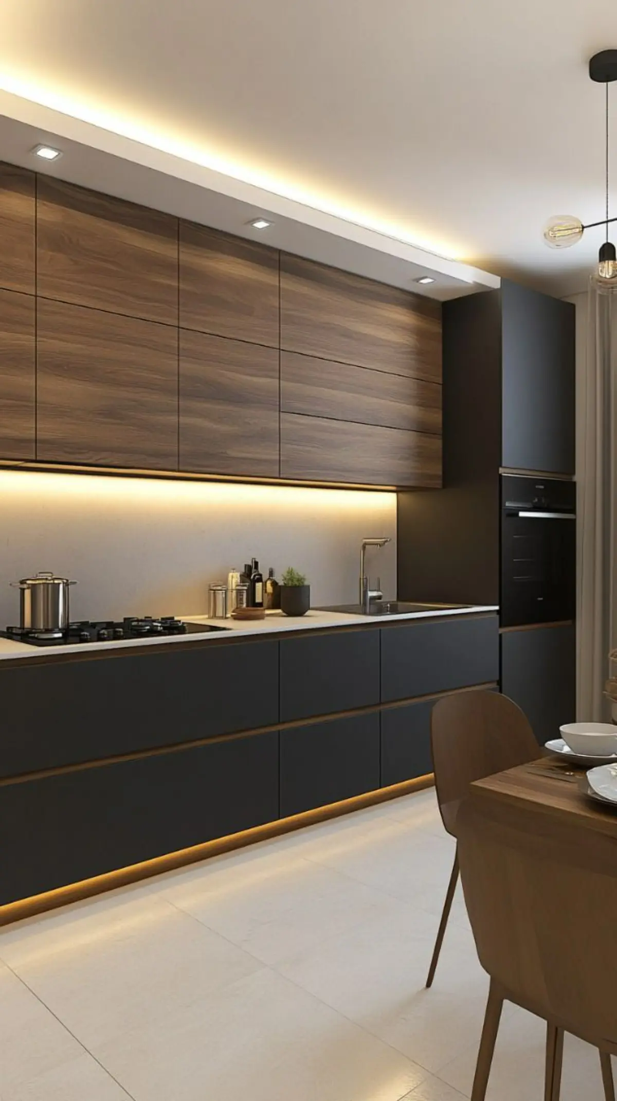 کابینت ام دی اف طوسی تیره با چوب