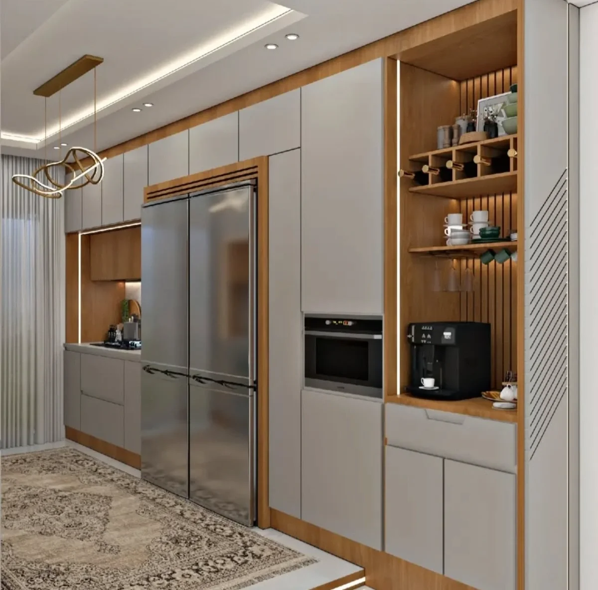 کابینت ام دی اف استفاده شده رنگ سفید دارای ویترین