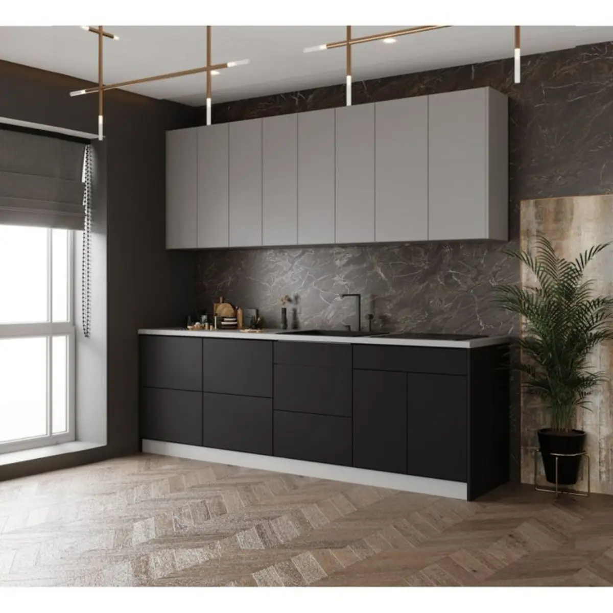کابینت ام دی اف مشکی طوسی