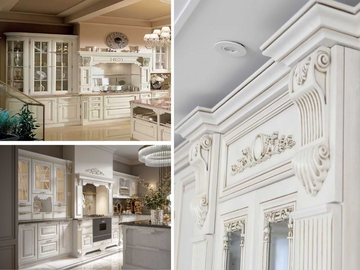 عکس شاخص سه مدل کابینت کلاسیک سفید