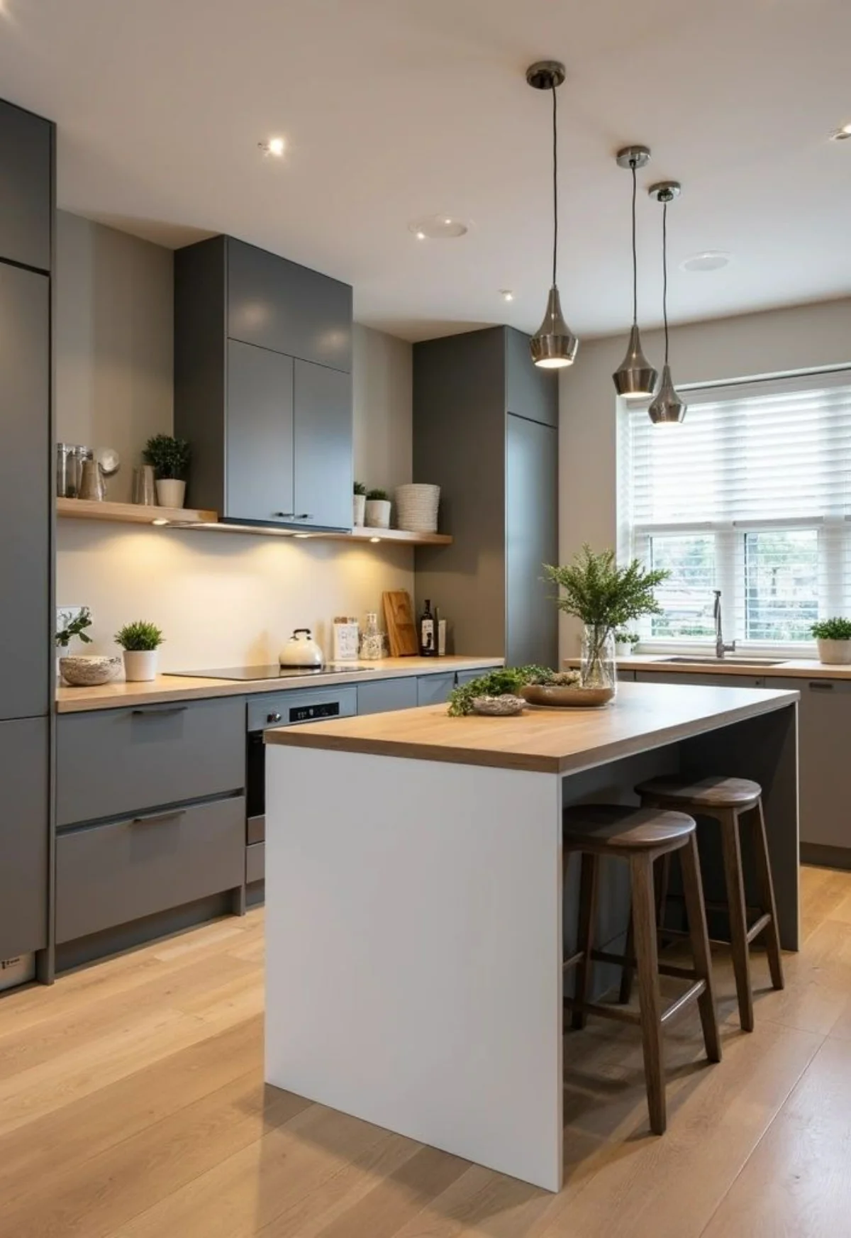 کابینت ام دی اف جزیره دار در آشپزخانه کوچک