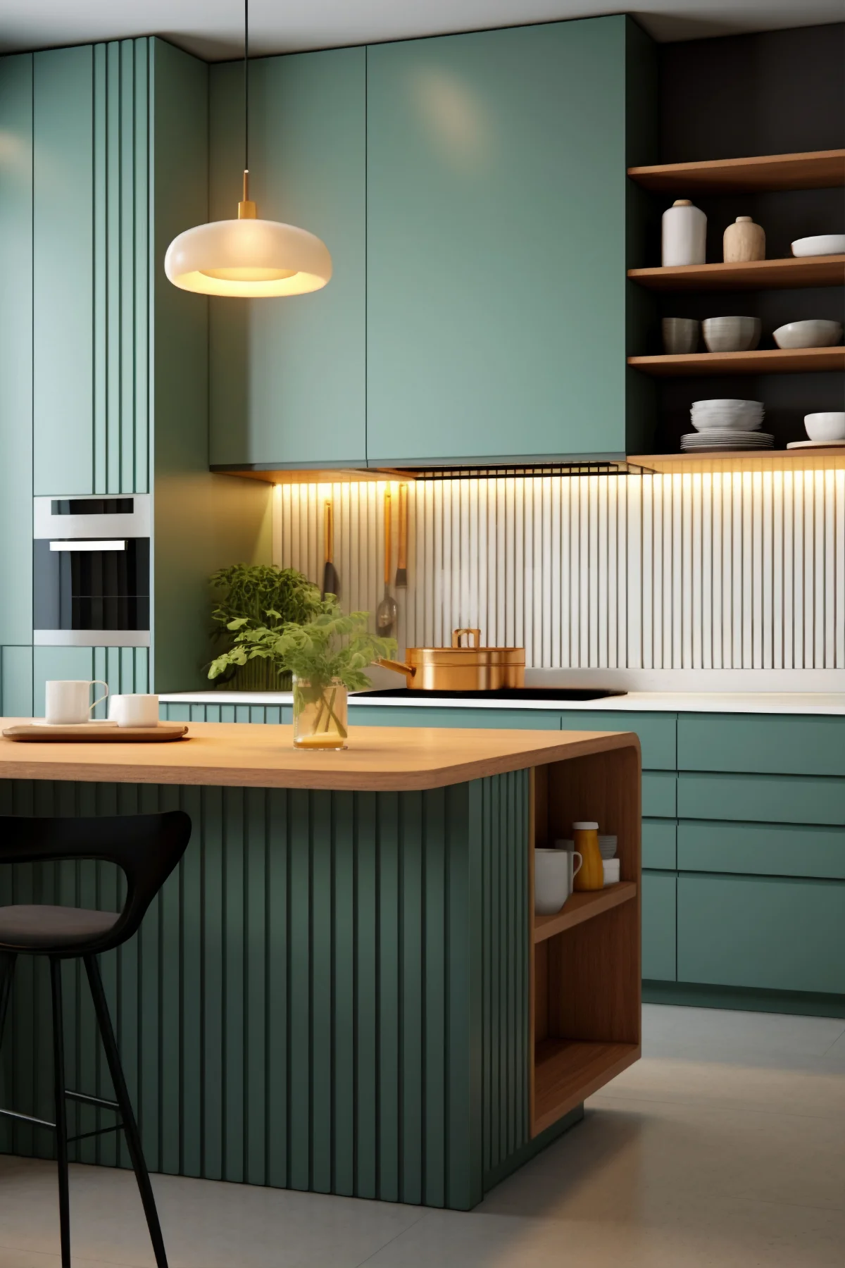 جزیره کابینت ام دی اف در آشپزخانه مدرن