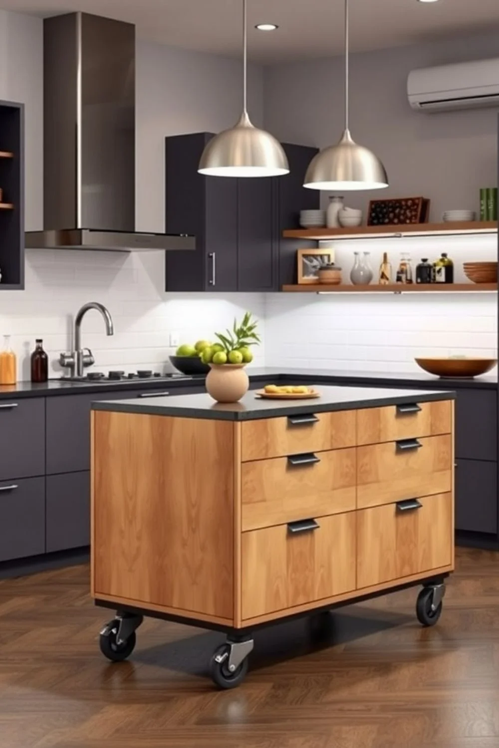 جزیره کابینت ام دی اف با قابلیت حرکت