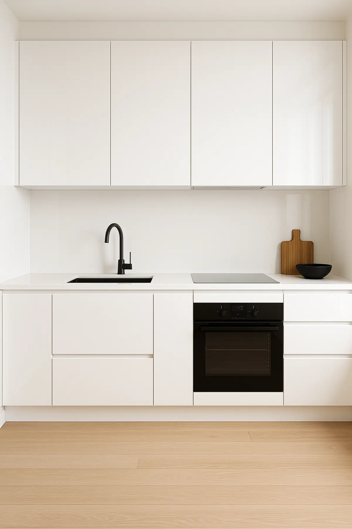 کابینت مدرن پولیشی سفید بدون دستگیره