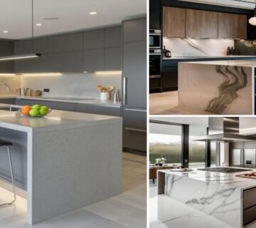 Types of modern cabinet islands تصویر شاخص سه مدل جزیره کابینت مدرن سنگی سفید