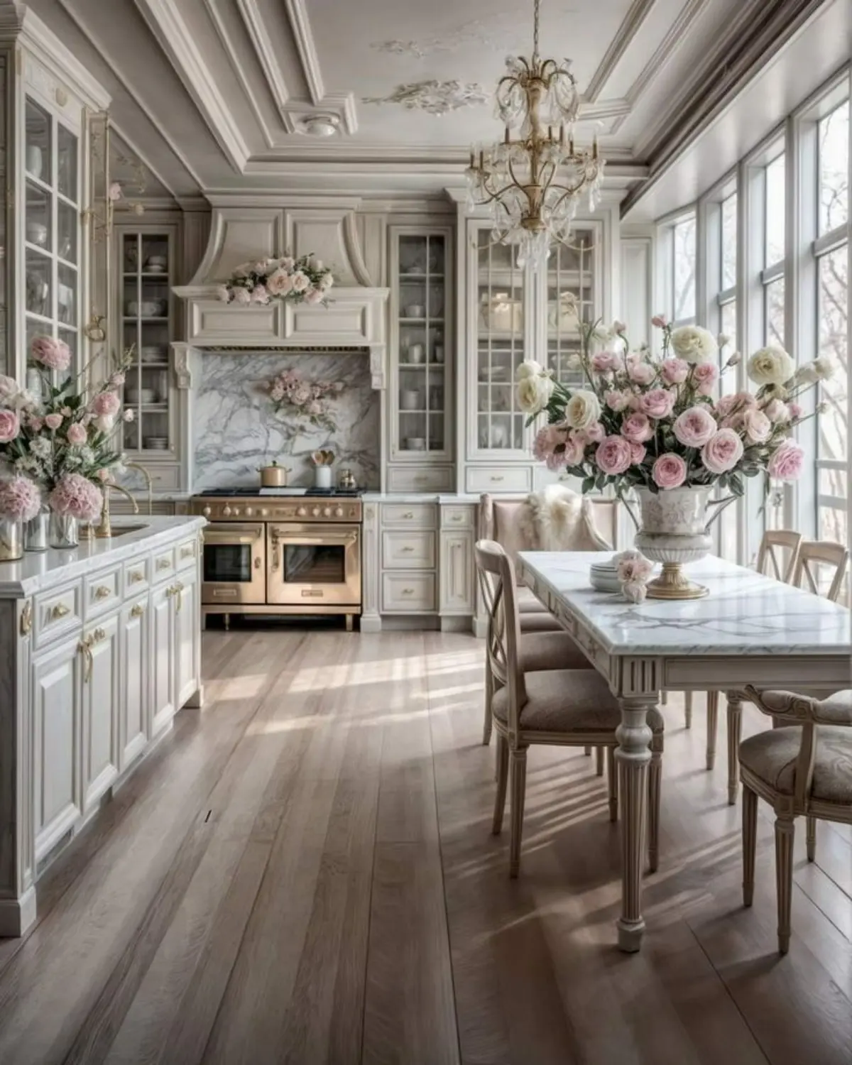 کابینت کلاسیک سفید با درب ویترینی