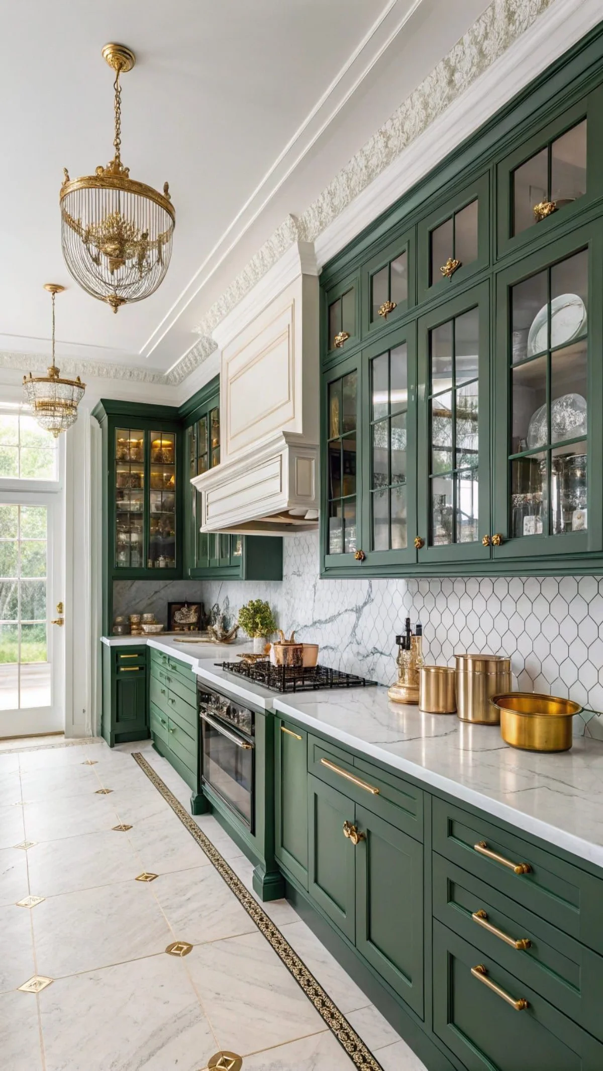 مدل کابینت کلاسیک با رنگ سبز خاص آشپزخانه