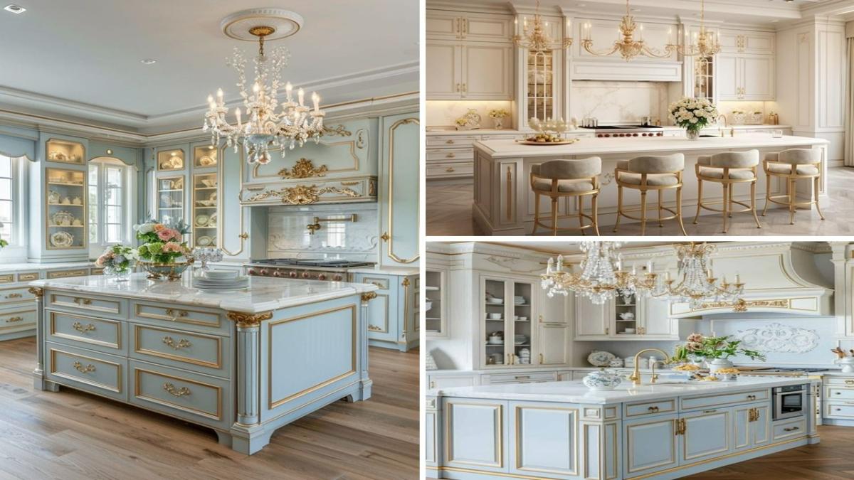 تصویر شاخص ویترین کابینت کلاسیک شیشه‌ای به رنگ سفید و آبی