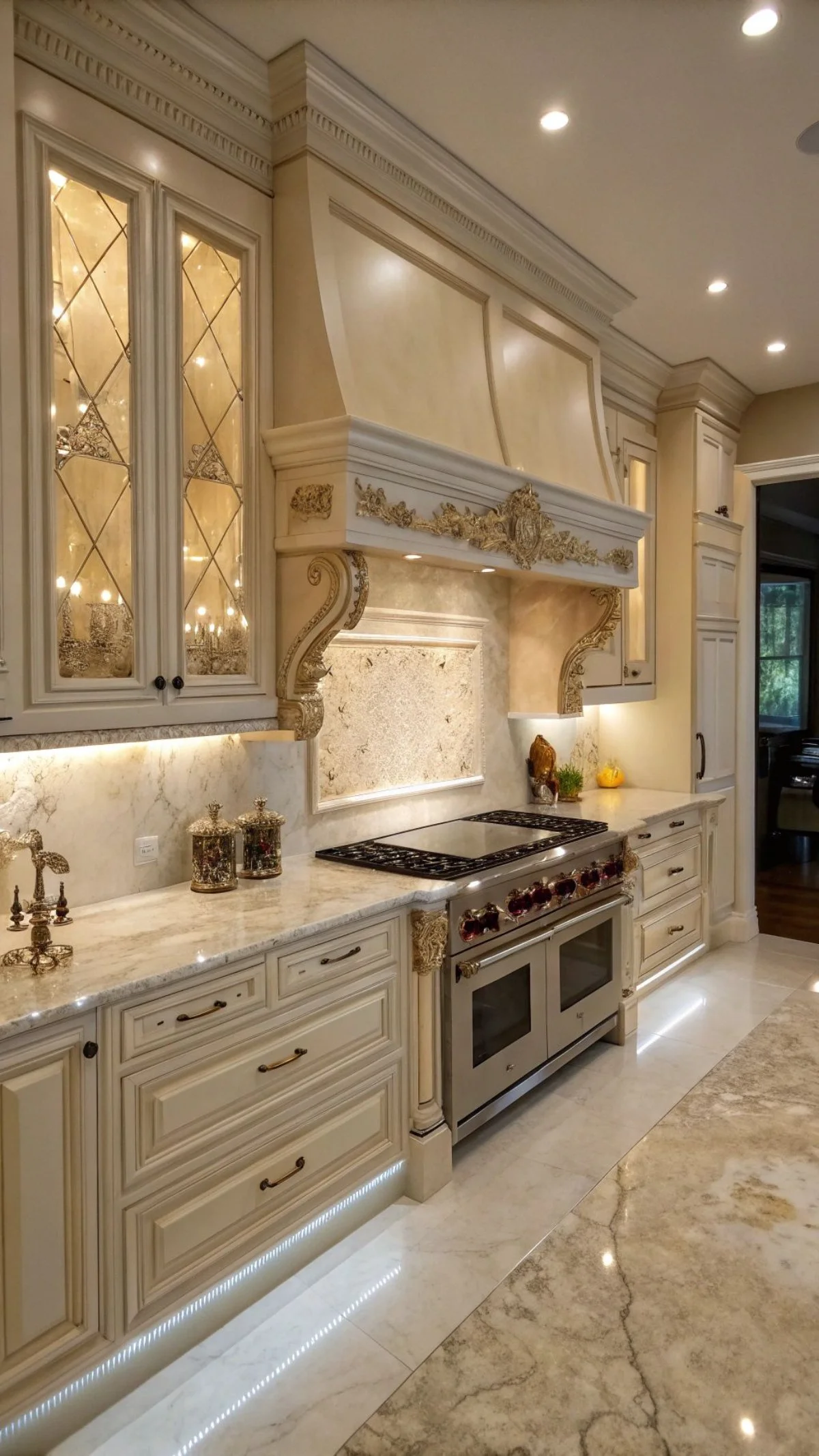 کابینت کلاسیک سفید با دستگیره مشکی